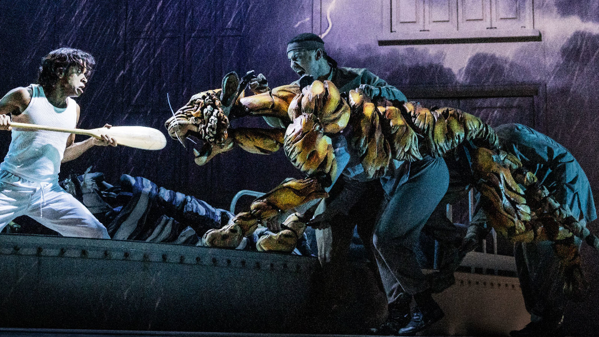 intense moment of the characters on stage in Life of Pi
