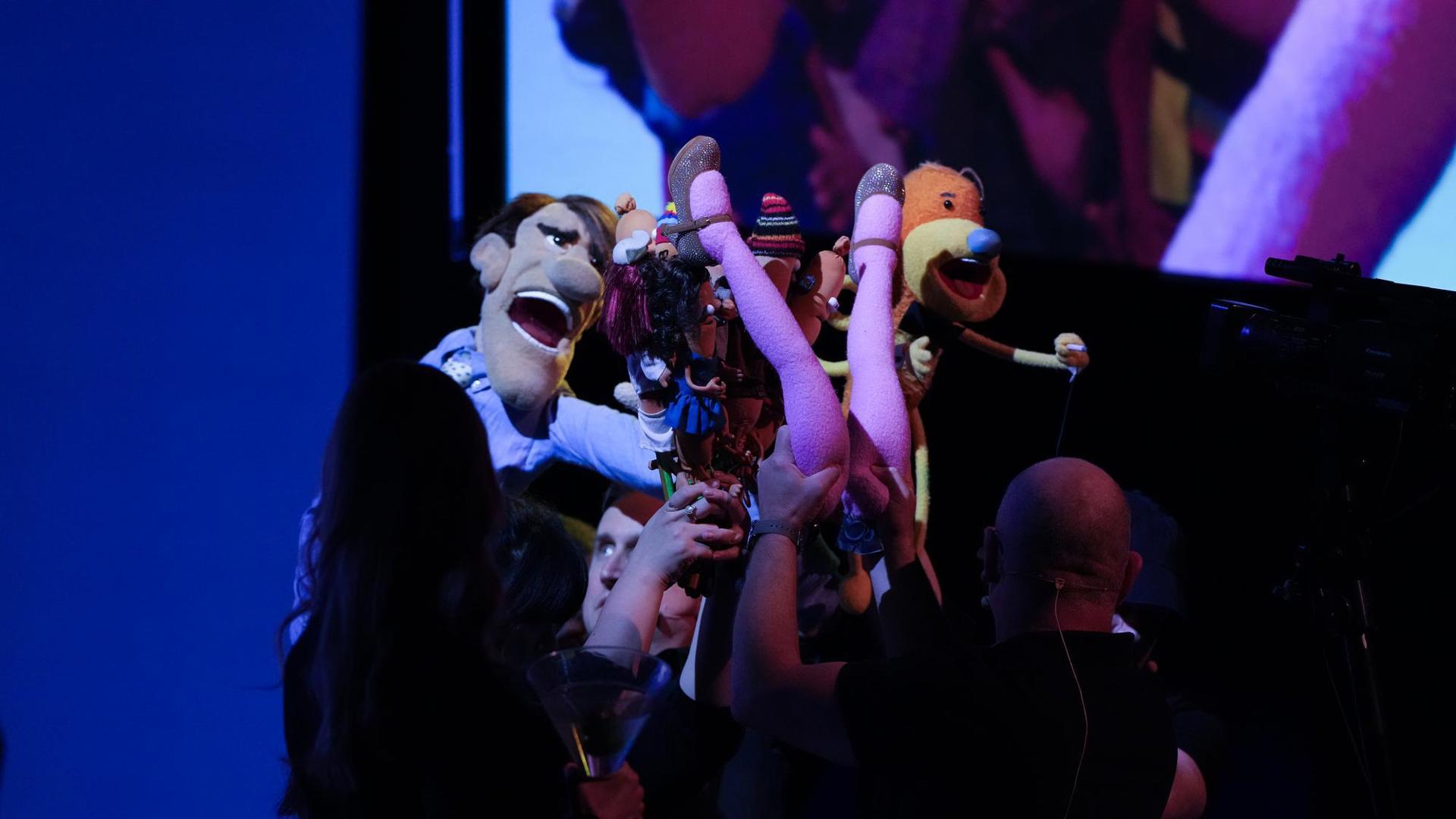 behind the scenes during puppet up
