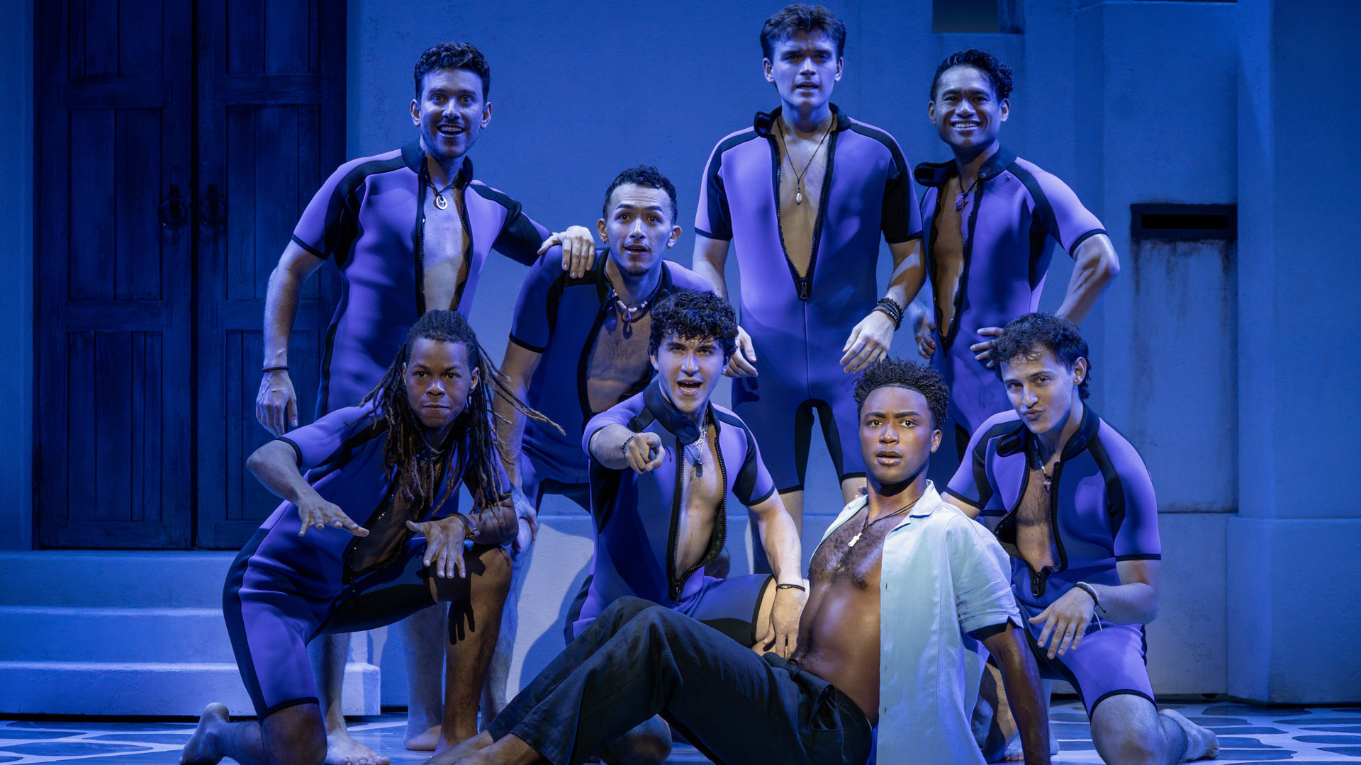 Grant Reynolds and the Company of the 25th Anniversary Tour of MAMMA MIA! Photo by Joan Marcus